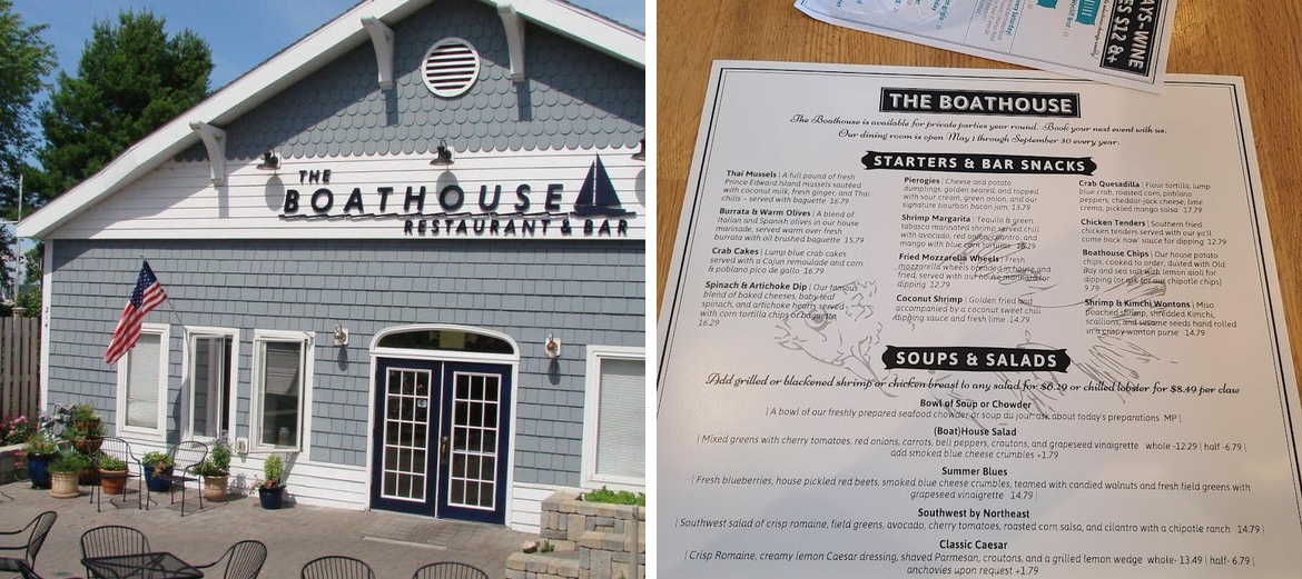 The Sackets Boathouse Menu